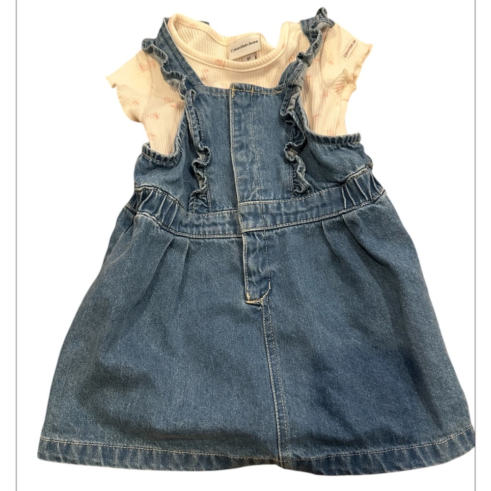 Calvin Klein jeans Denim Jumper Dress with Cream Top